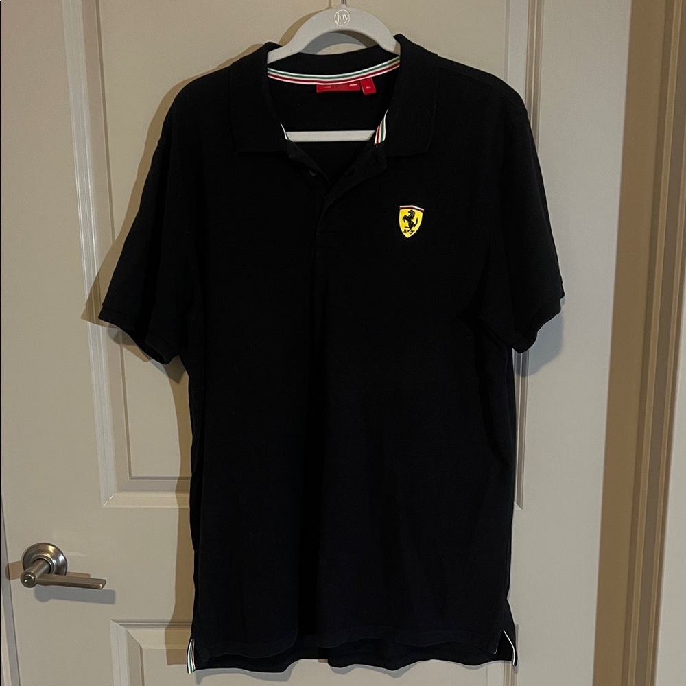 Black Scuderia Ferrari Polo Shirt with Ferrari Logo